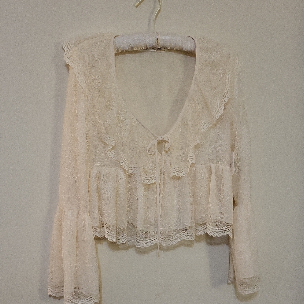 Altar'd State Cream Lace Blouse